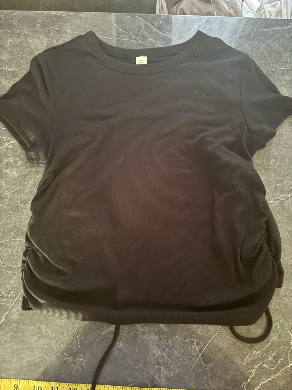 Black Women's Short Sleeve Ruched Side Top